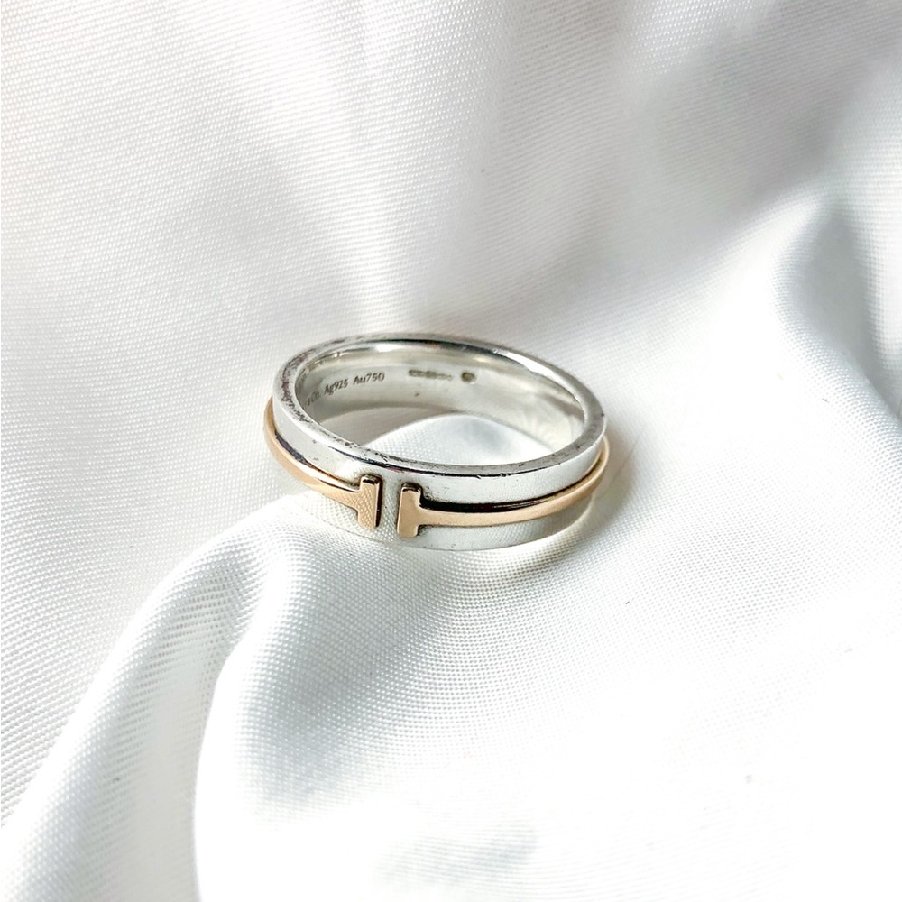 Tiffany T wide ring in sterling silver and 18k rose gold